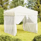 The Living Store Partyzelt Faltbar mit Seitenwänden Creme 2x2 m