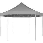 The Living Store Pop-Up-Partyzelt Hexagonal Faltbar Grau 3,6x3,1 m