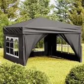 The Living Store Partyzelt Faltbar mit Seitenwänden Anthrazit 3x3 m