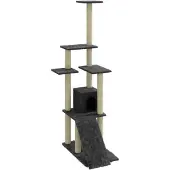 The Living Store Kratzbaum mit Sisal-Kratzsäulen Dunkelgrau 155 cm