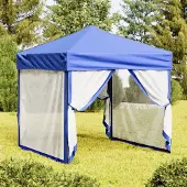 The Living Store Partyzelt Faltbar mit Seitenwänden Blau 2x2 m