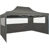The Living Store Faltzelt mit 3 Wänden 3x4,5 m Anthrazit
