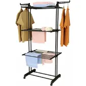 Herzberg HG-8034BB: Beweglicher Wäscheständer - Schwarz