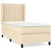 vidaXL Boxspringbett mit Matratze Creme 100x200 cm Stoff