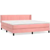 vidaXL Boxspringbett mit Matratze Rosa 160x200 cm Samt