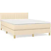vidaXL Boxspringbett mit Matratze Creme 140x200 cm Stoff