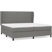 vidaXL Boxspringbett mit Matratze Dunkelgrau 200x200 cm Stoff