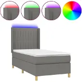 vidaXL Boxspringbett mit Matratze & LED Dunkelgrau 80x200 cm Stoff