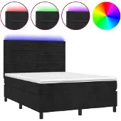 vidaXL Boxspringbett mit Matratze & LED Schwarz 140x200 cm Samt