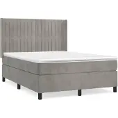 vidaXL Boxspringbett mit Matratze Hellgrau 140x190 cm Samt