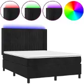 vidaXL Boxspringbett mit Matratze & LED Schwarz 140x190 cm Samt
