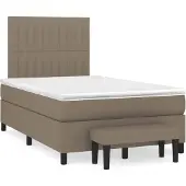 vidaXL Boxspringbett mit Matratze Taupe 120x200 cm Stoff