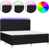 vidaXL Boxspringbett mit Matratze & LED Schwarz 200x200 cm Stoff