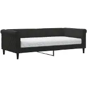 vidaXL Tagesbett mit Matratze Schwarz 90x190 cm Samt