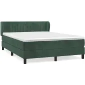 vidaXL Boxspringbett mit Matratze Dunkelgrün 140x190 cm Samt