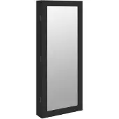 vidaXL Spiegel-Schmuckschrank mit LED-Beleuchtung Wandmontage Schwarz