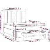 vidaXL Boxspringbett mit Matratze Dunkelgrau 140x200 cm Stoff