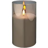 Lumineo LED Kerze Glas warmweißes Licht mit Timer - stimmungsvolle Beleuchtung 17,5cm