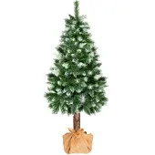 Springos Weihnachtsbaum 160 cm Diamantkiefer mit Naturstamm Kunstschnee Ständer