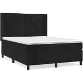 vidaXL Boxspringbett mit Matratze Schwarz 140x190 cm Samt