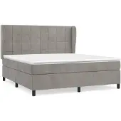 vidaXL Boxspringbett mit Matratze Hellgrau 180x200 cm Samt