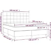 vidaXL Boxspringbett mit Matratze Dunkelgrau 160x200 cm Samt