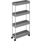 Songmics 4-Tier Slide Out Storage Trolley | Platzsparender Rollwagen | Grau