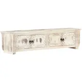 vidaXL TV-Schrank Weiß 140x30x35 cm Massivholz Mango