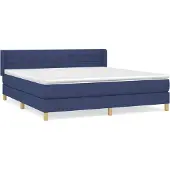 vidaXL Boxspringbett mit Matratze Blau 180x200 cm Stoff