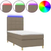 vidaXL Boxspringbett mit Matratze & LED Taupe 90x190 cm Stoff