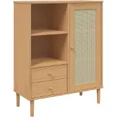 vidaXL Highboard SENJA Rattan-Optik Braun 90x40x112 cm Kiefernholz