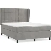 vidaXL Boxspringbett mit Matratze Hellgrau 140x190 cm Samt
