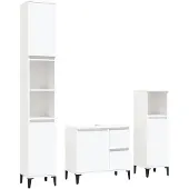 vidaXL 3-tlg. Badmöbel-Set Weiß Holzwerkstoff