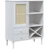 vidaXL Highboard SENJA Rattan-Optik Weiß 90x40x112 cm Kiefernholz