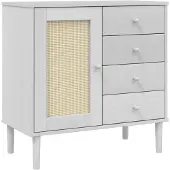 vidaXL Sideboard SENJA Rattan-Optik Weiß 80x40x80 cm Kiefernholz