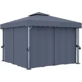vidaXL Pavillon mit Vorhang 3x3 m Anthrazit Aluminium