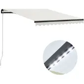 vidaXL Markise Manuell Einziehbar mit LED 300x250 cm Creme