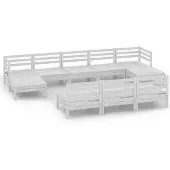 vidaXL 10-tlg. Garten-Lounge-Set Weiß Massivholz Kiefer