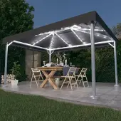 The Living Store Pavillon mit LED-Lichterkette 400x300 cm Anthrazit Aluminium