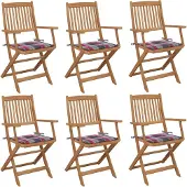 The Living Store Klappbare Gartenstühle 6 Stk. mit Kissen Massivholz Akazie