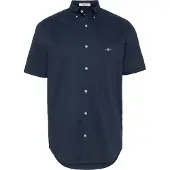 Gant für Herren. 3000101 Regular Fit Hemd mit kurzen Ärmeln aus marinefarbener Popeline (M), Lässig, Baumwolle, Langarm