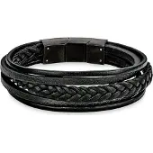 s.Oliver Lederarmband für Herren, Edelstahl s.Oliver Schwarz