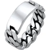 KUZZOI Ring Herren Siegelring Panzer Glieder Platte 925 Silber Kuzzoi Schwarz
