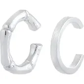Elli Ohrringe 2Er Set Earcuff Bambus Minimal Basic 925 Silber Elli Silber