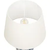 Beliani Tischlampe Blau und Weiß Porzellan Vasenform 54 cm Stoffschirm Kegelform Handbemalt Kabel mit Schalter Modern Schlaf- u. Wohnzimmer Beleuchtung
