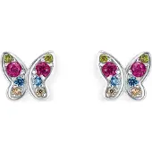 s.Oliver Ohrschmuck für Mädchen, 925 Sterling Silber, Zirkonia (synth,) | Schmetterling