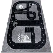 Rugsx Teppich FUN Track für Kinder, Straße, Stadt grau 160x220 cm