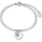 s.Oliver Armband mit Anhänger für Damen, Edelstahl, Kristallglas Herz s.Oliver Silber