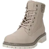 Tom Tailor Schnürboots , Damen, Gr. 41, Warmfutter, beige (creme), Lederimitat, Textil, Schuhe Schnürboots, Winterboots mit wasserabweisendem TEX, Komfortweite G, Topseller