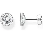 Thomas Sabo Paar Ohrstecker "mit weißen Steinen silber", bunt (silberfarben, weiß, kristallweiß), Ohrringe, Damen, 9mm, Silber 925 (recycelt), Paar Ohrstecker, mit Zirkonia (synth.)